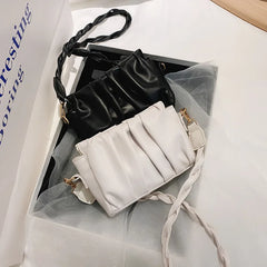 Solid Pleated Tote Bag PU Leather Women's Handbag