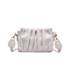 Solid Pleated Tote Bag PU Leather Women's Handbag