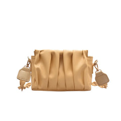 Solid Pleated Tote Bag PU Leather Women's Handbag