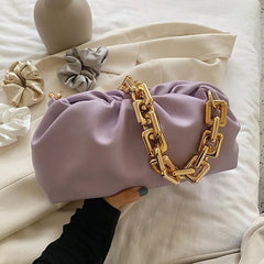 Soft Leather Pleated Tote Bag for Women