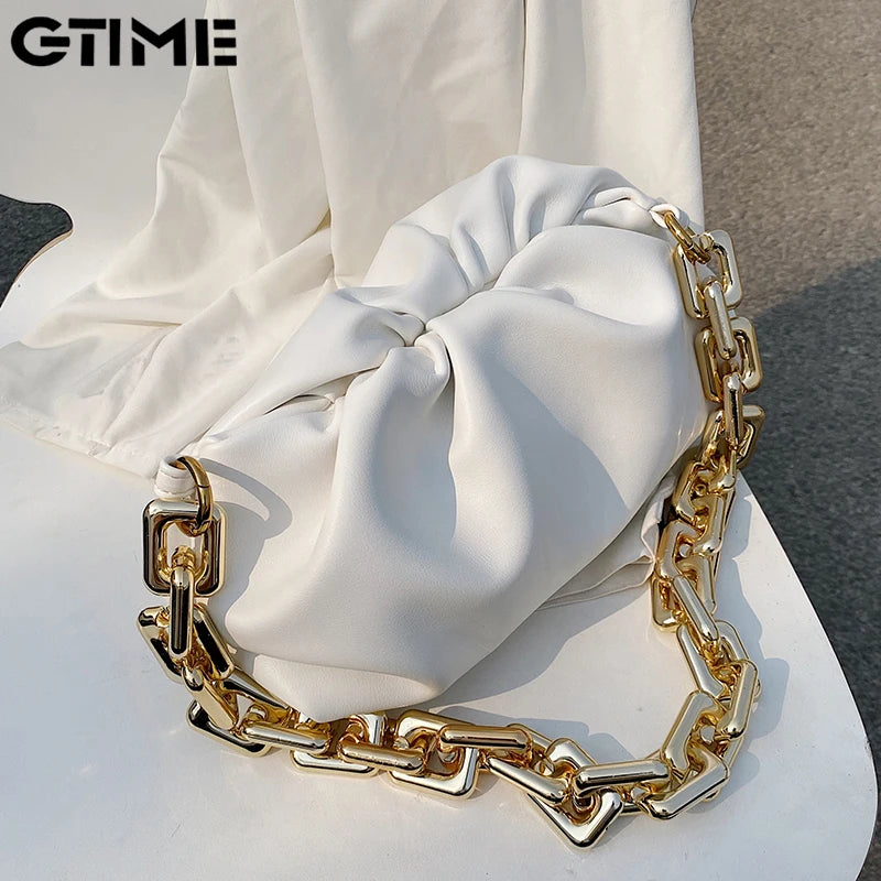Soft Leather Pleated Tote Bag for Women
