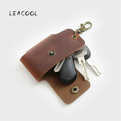 Portable Leather Keychain Holder Bag Case Unisex Wallet Cover