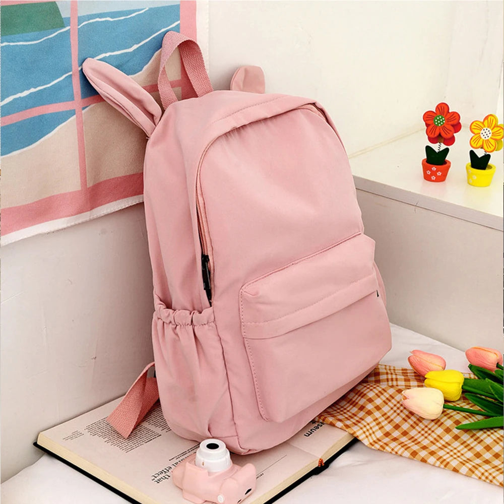 Solid Rabbit Backpack Personalized Embroidered Name Large Capacity