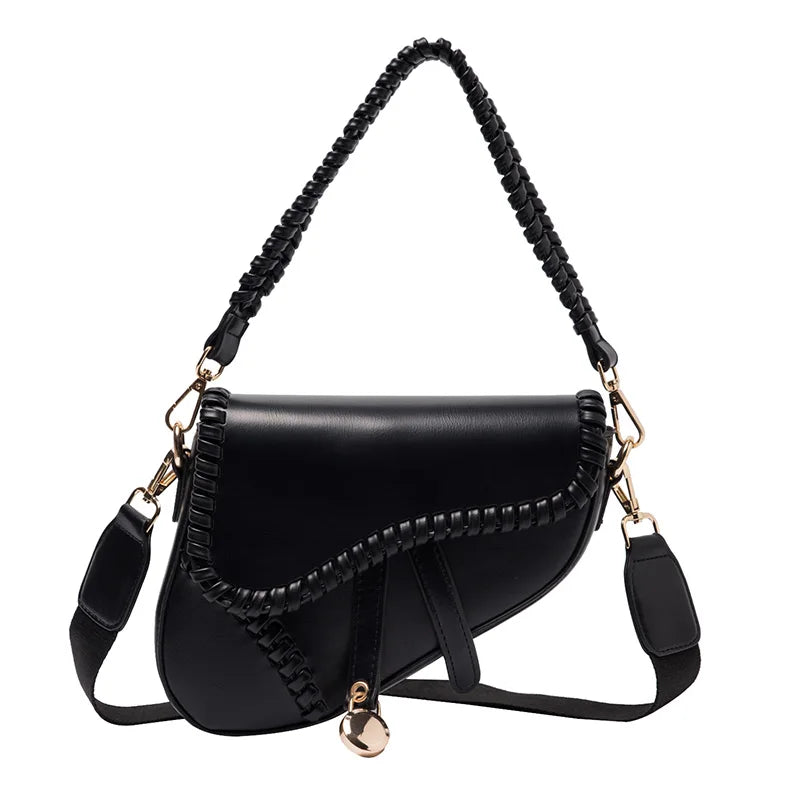 Women's PU Leather Saddle Bag Crossbody Handbags