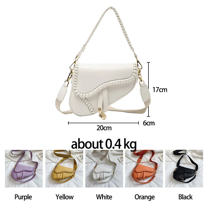 Women's PU Leather Saddle Bag Crossbody Handbags