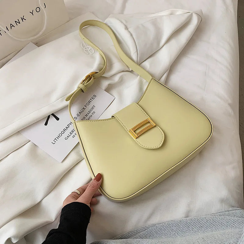 Solid Shoulder Bags for Women PU Leather Armpit Bag Underarm Bag