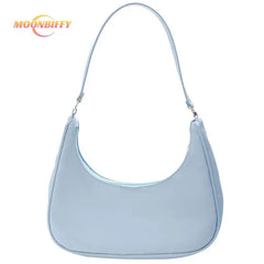 Solid Shoulder Purse Women Underarm Bag Beige Pink