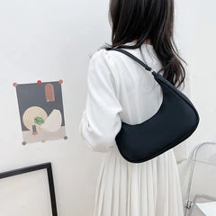 Solid Shoulder Purse Women Underarm Bag Beige Pink