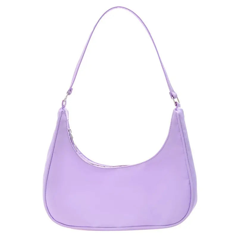 Solid Shoulder Purse Women Underarm Bag Beige Pink