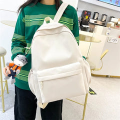 Solid Women's Backpack High Capacity Nylon School Bag For Teens Girls