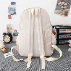 Solid Women's Backpack High Capacity Nylon School Bag For Teens Girls