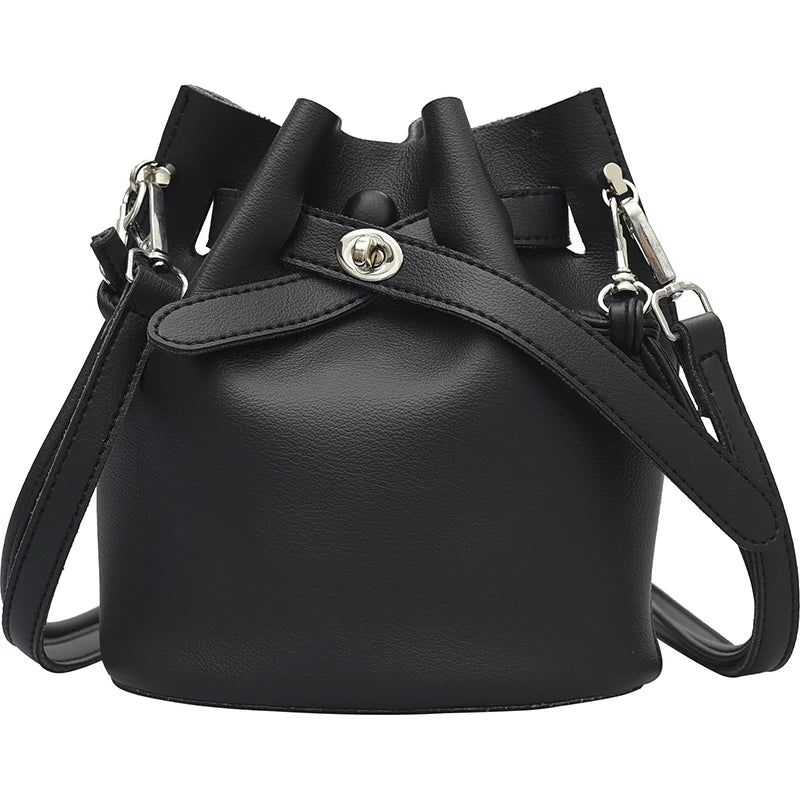 Small Bucket Bag PU Leather Women's Handbag Shoulder Messenger Bag