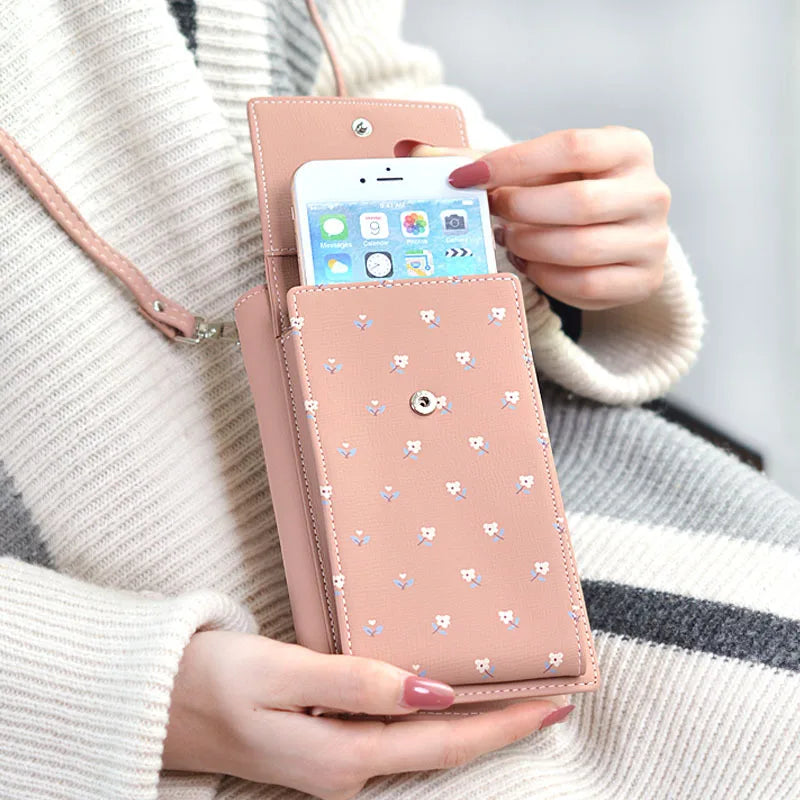 Small Wallet Shoulder Bag Floral Letter Phone Money Purse Organizer