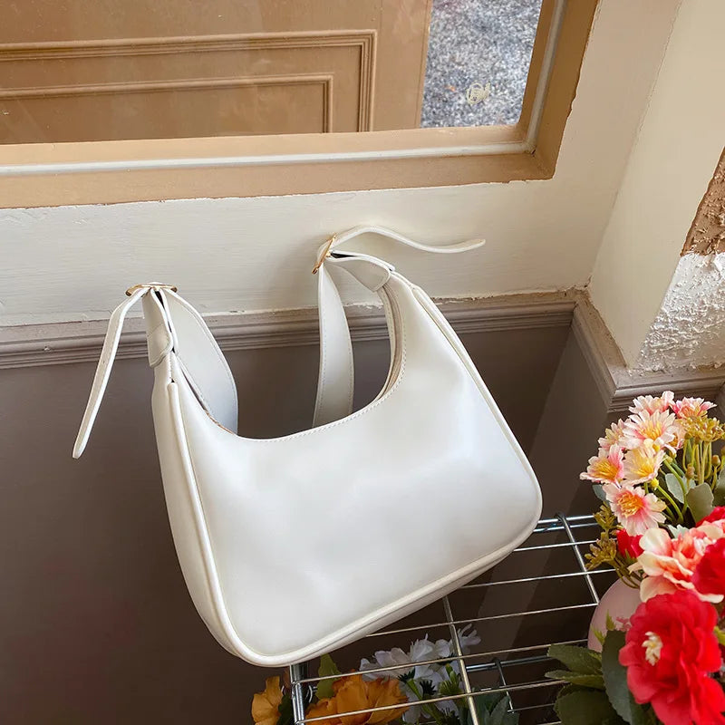 Soft PU Leather Women Crossbody Half-moon Shoulder Bag