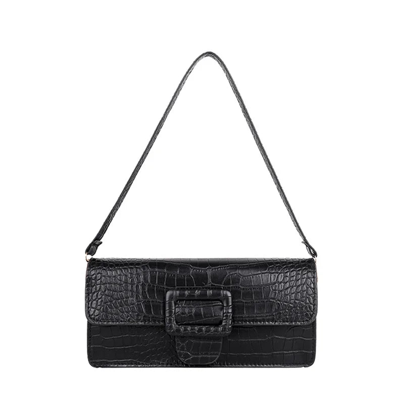 Vintage Crocodile Pattern Underarm Bag for Women Ladies Shoulder Bag
