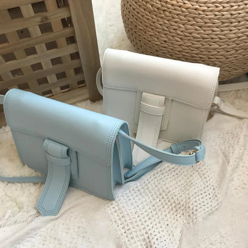 Solid Suture PU Leather Crossbody Bags For Women Small Shoulder Handbags