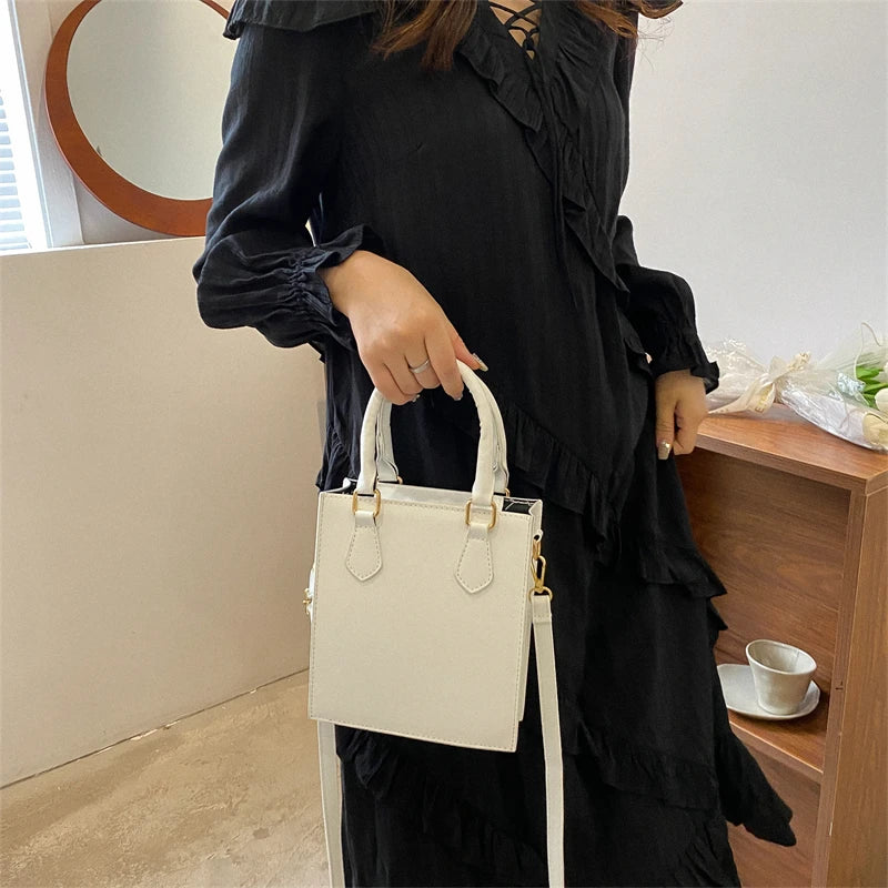 Women's Solid Top-handle Crossbody Bag Pu Leather Large Purse Shoulder Bag