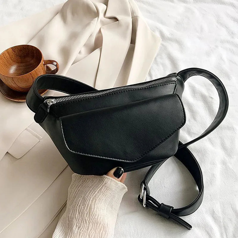 Women's Leather Crossbody Waist Bag for Travel