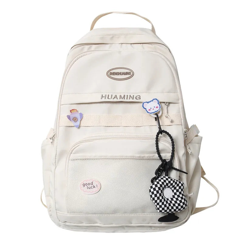 Waterproof Nylon Women Backpack Multi-Pocket Travel Rucksack Schoolbag