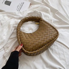 Solid Weave PU Leather Shoulder Tote Bags For Women