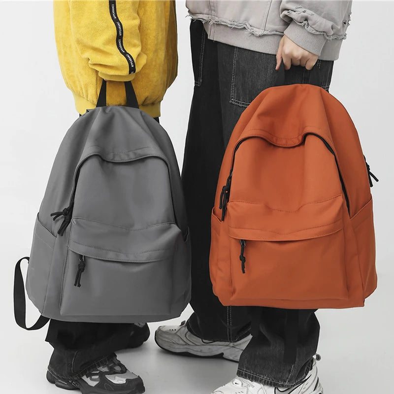Solid Woman School Backpack Man College Student Travel Rucksack Schoolbag