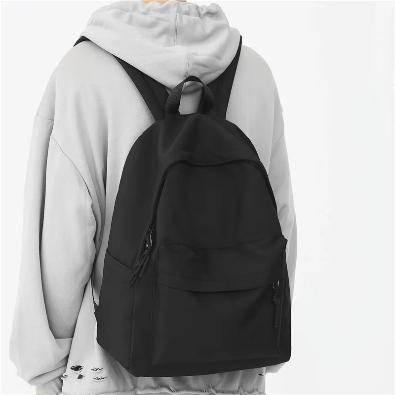 Solid Woman School Backpack Man College Student Travel Rucksack Schoolbag