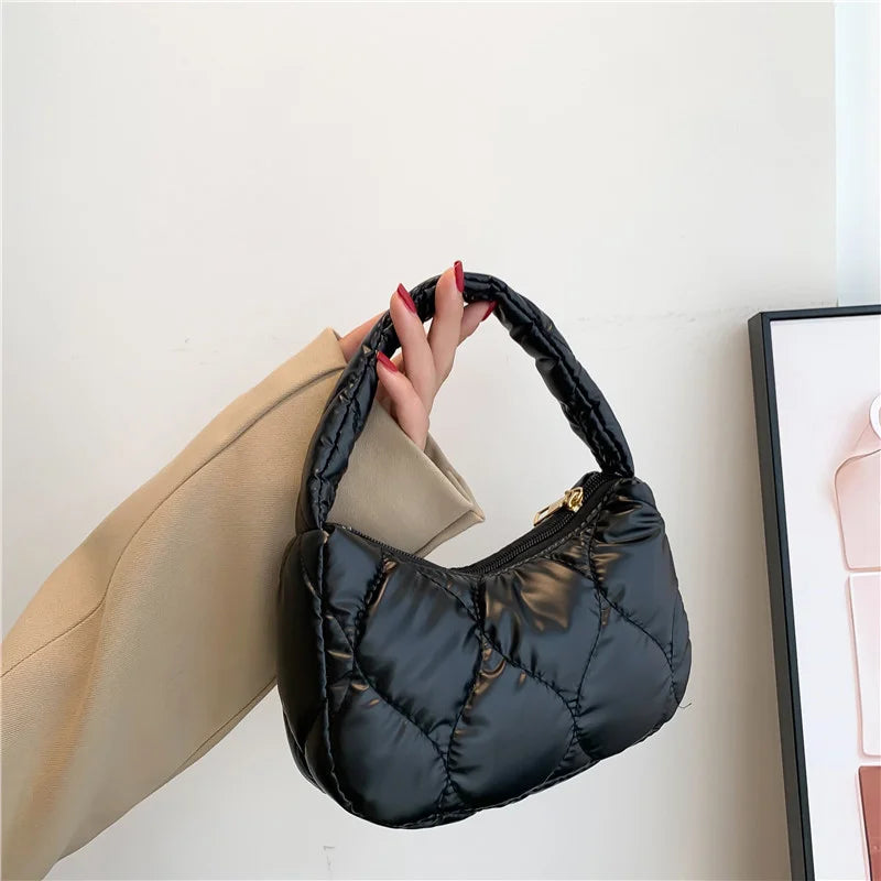 Plaid Down Bags Autumn Winter Cotton Jacket Purse Tote Bag