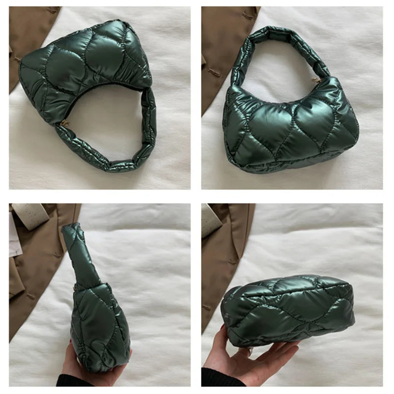 Plaid Down Bags Autumn Winter Cotton Jacket Purse Tote Bag