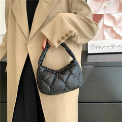 Plaid Down Bags Autumn Winter Cotton Jacket Purse Tote Bag
