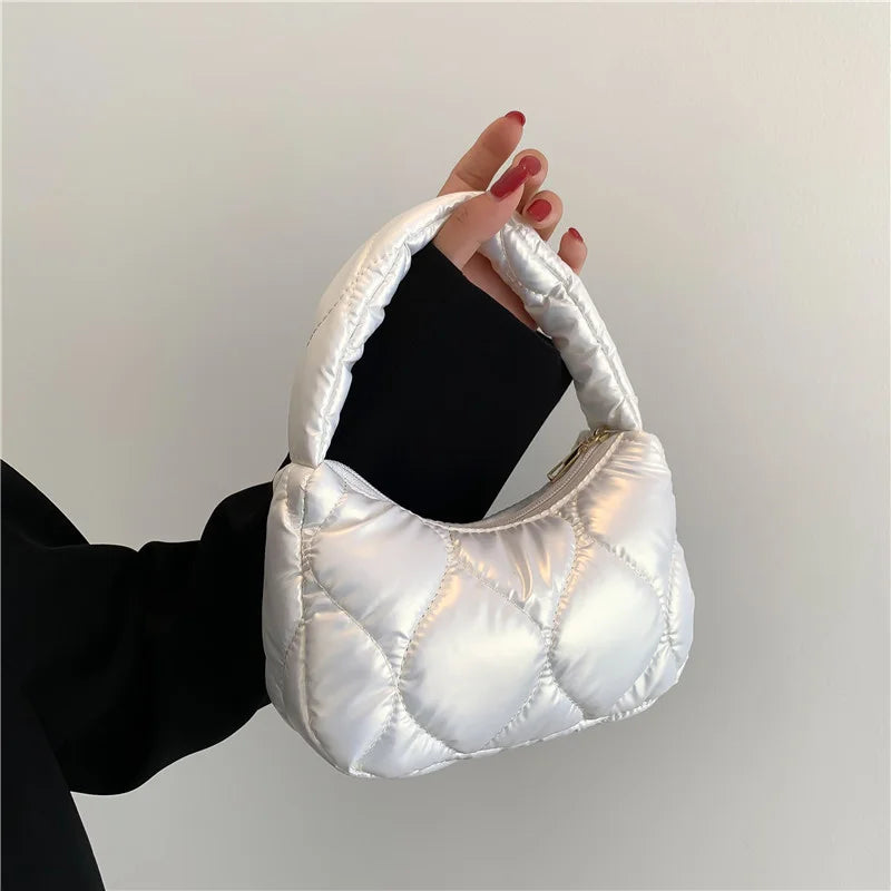 Plaid Down Bags Autumn Winter Cotton Jacket Purse Tote Bag