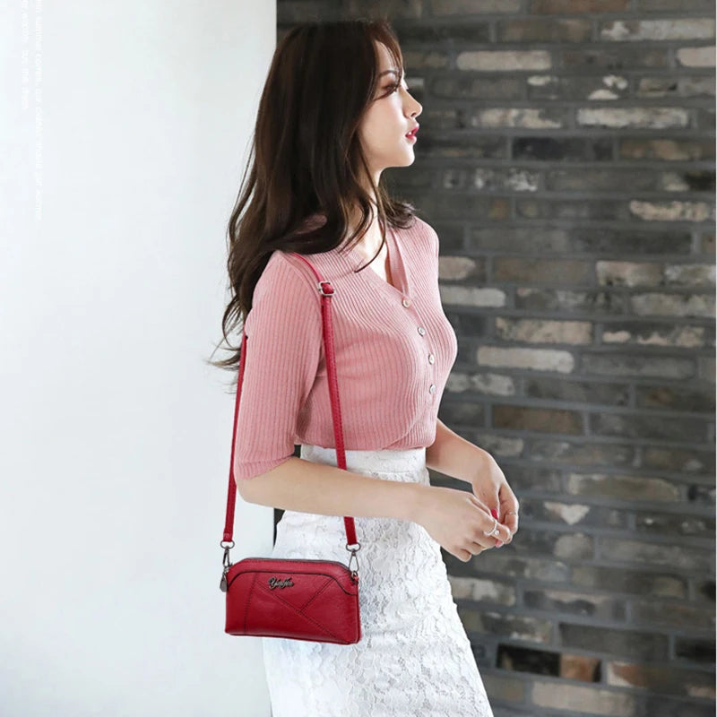 Solid PU Leather Shoulder Bag Small Crossbody Bag For Women Ladies Daily Wallet