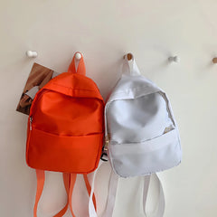 Solid Women Nylon Backpack Teenage Girl School Bag