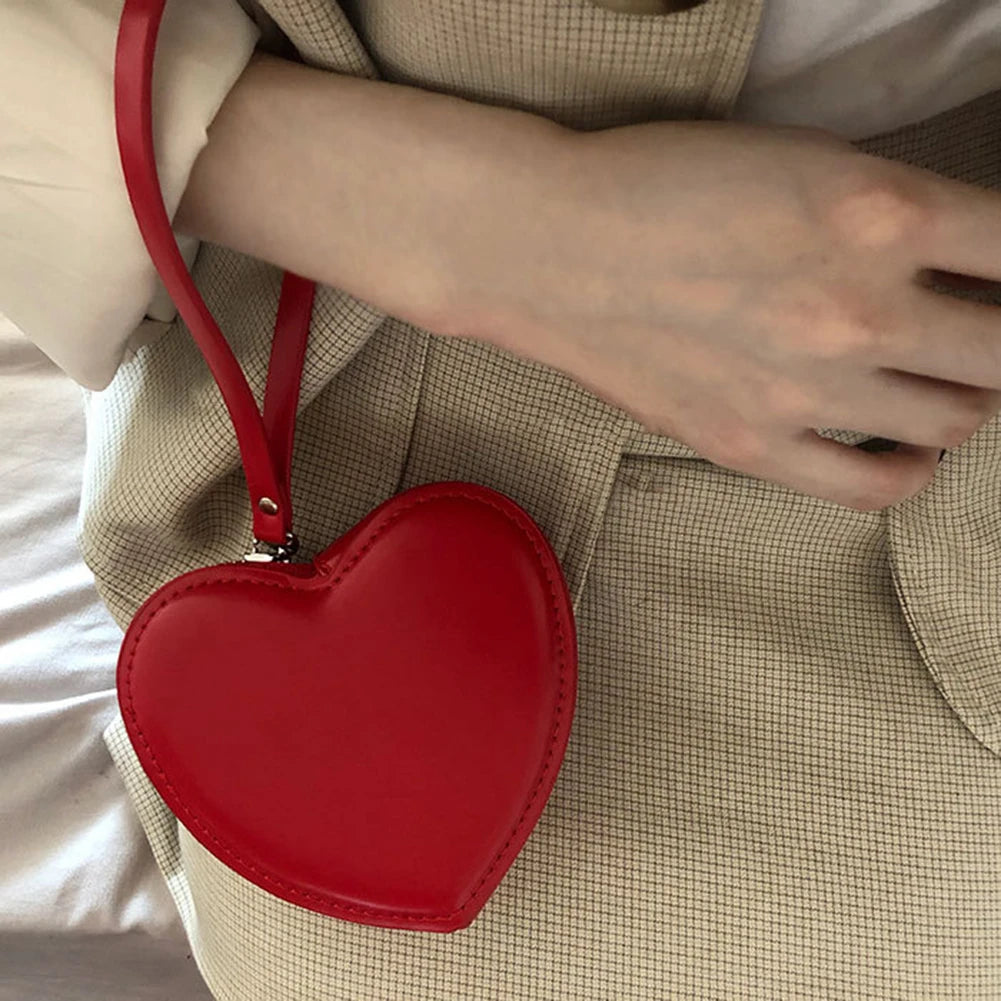 Heart Shaped Mini Ladies Money Purse Clutch Party Wristlet