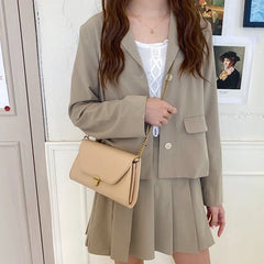 Solid Women's Shoulder Bag Vintage Ladies Crossbody Bag Pu Leather