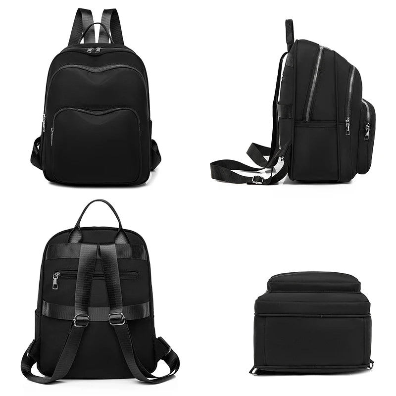 Solid Women's Backpack Large Capacity Travel Girls School Bags