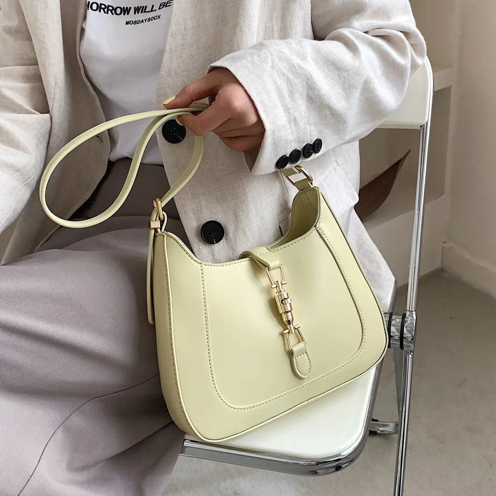 Solid Women's Shoulder Bag Pu Leather Female Handbag for Summer Travel