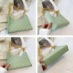 Plaid PU Leather Ladies Shoulder Bag Chain Handbag