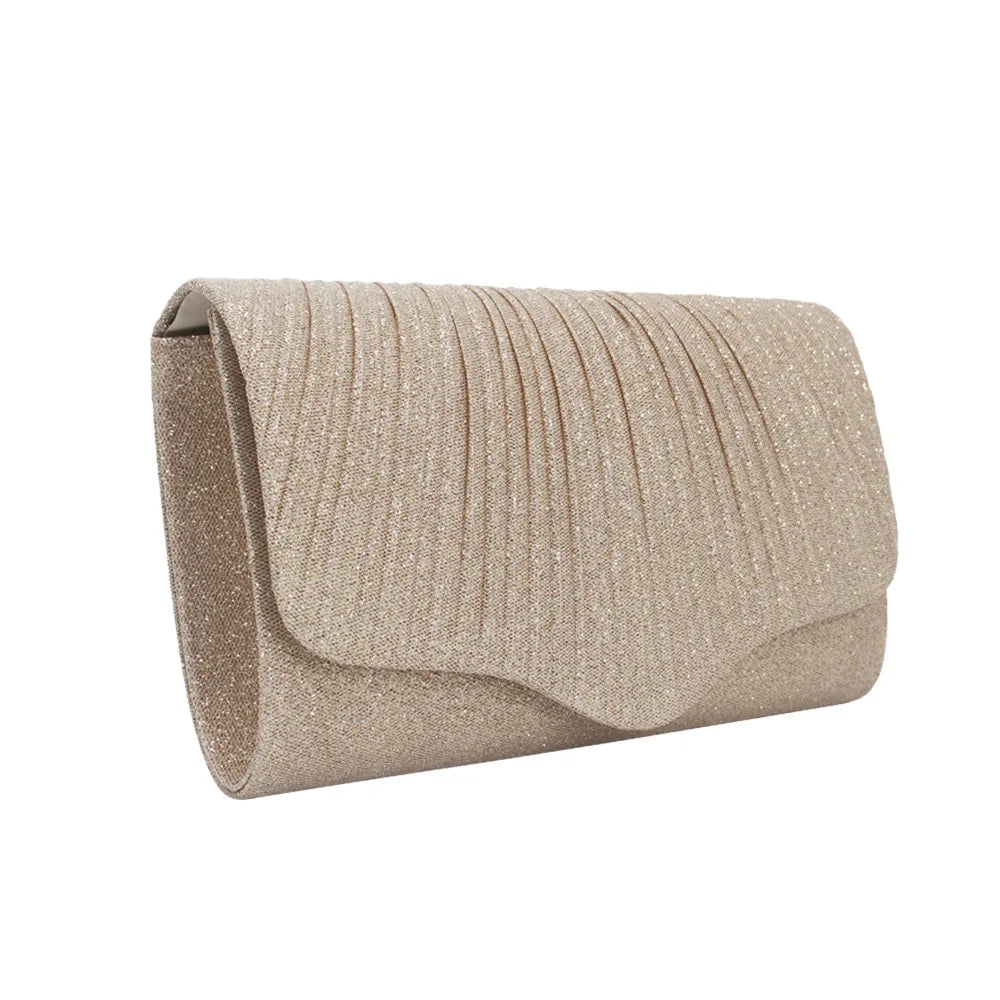 Ruched Evening Bags Leather Clutches Envelope Bags With Chain Shoulder Bags