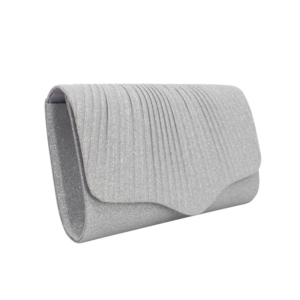 Ruched Evening Bags Leather Clutches Envelope Bags With Chain Shoulder Bags