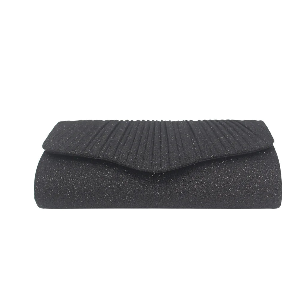 Ruched Evening Bags Leather Clutches Envelope Bags With Chain Shoulder Bags