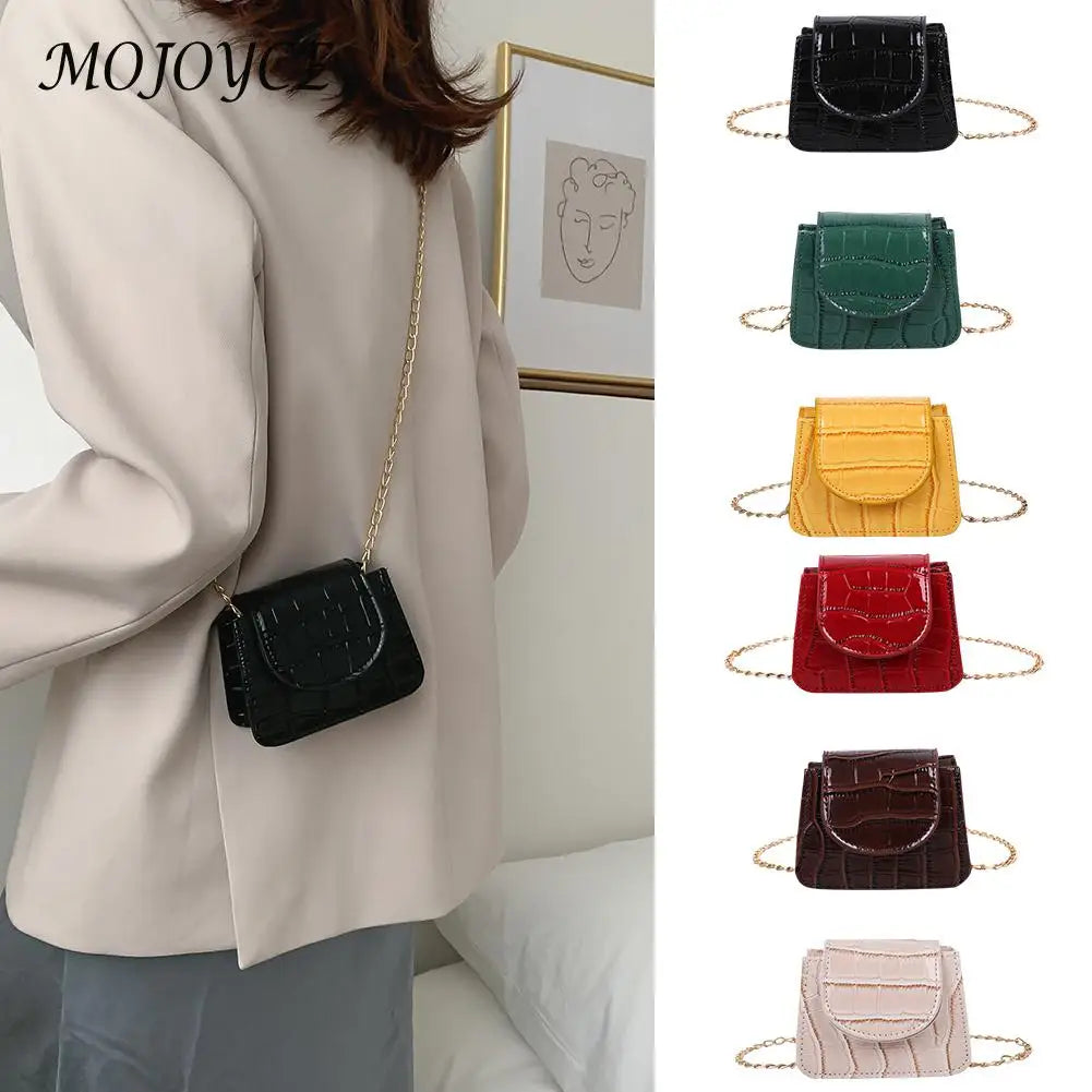Retro Small Crossbody Purse Solid Flip Shoulder Totes Chain Flap Ladies