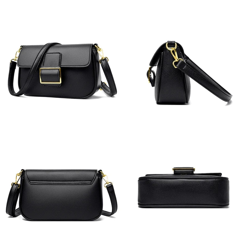 Solid Leather Shoulder Bags for Women High Leather Messenger Bag Mini Purses