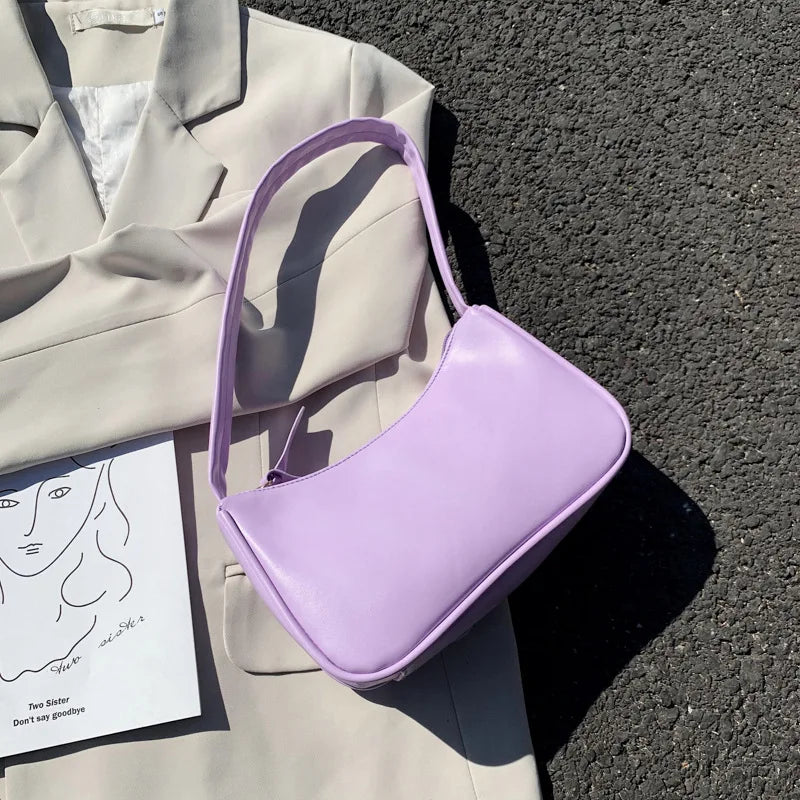 Retro PU Leather Shoulder Totes Top Bags Female Small Clutch