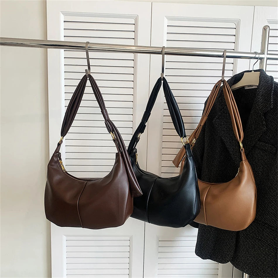 Solid Hobos Crossbody Bags for Women Spring Underarm Shoulder Bag
