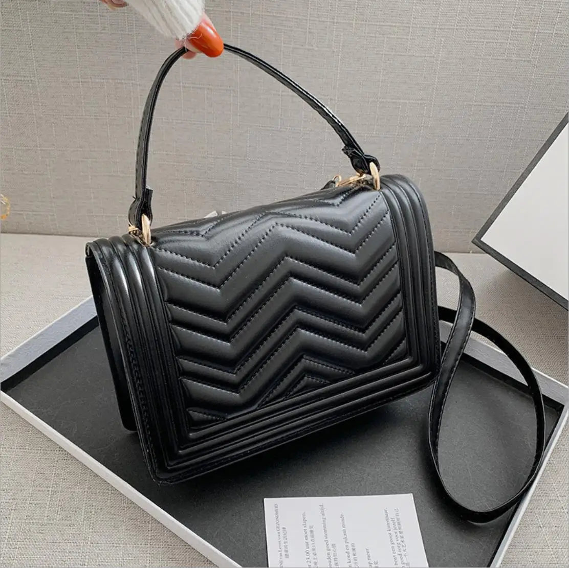 Solid Lattice Leather Bag Crossbody Small Flap Clutch Purse Shoulder Bag