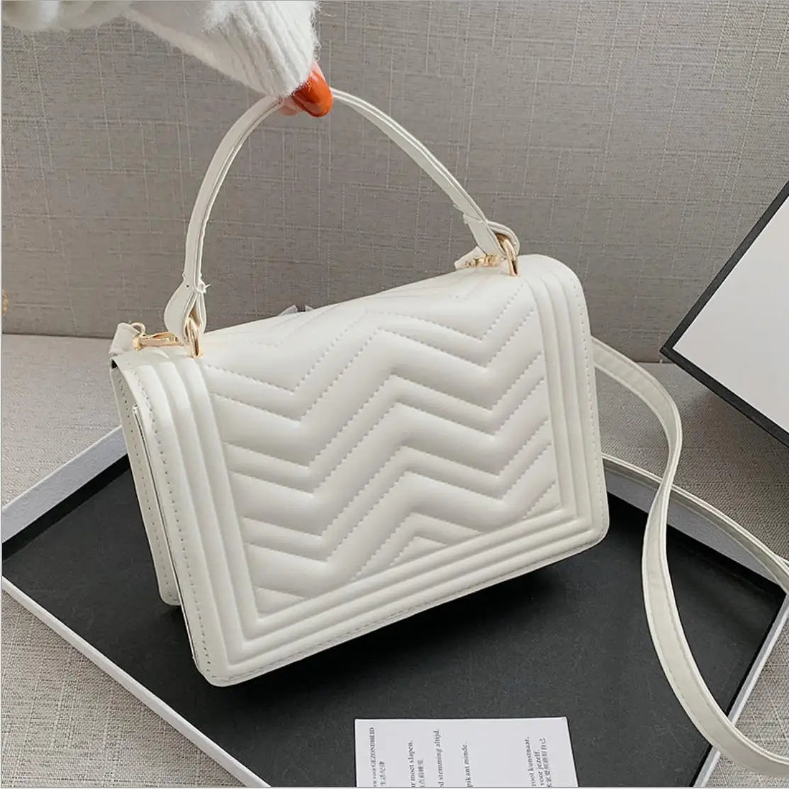 Solid Lattice Leather Bag Crossbody Small Flap Clutch Purse Shoulder Bag