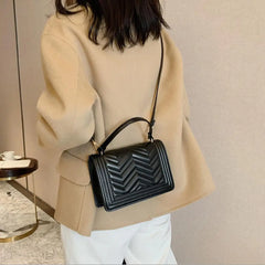 Solid Lattice Leather Bag Crossbody Small Flap Clutch Purse Shoulder Bag