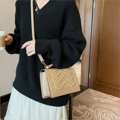 Solid Lattice Leather Bag Crossbody Small Flap Clutch Purse Shoulder Bag