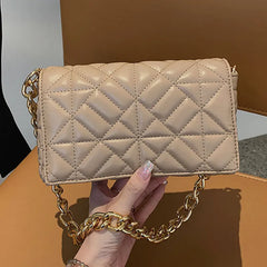 Metal Chain PU Leather Shoulder Square Bag for Women