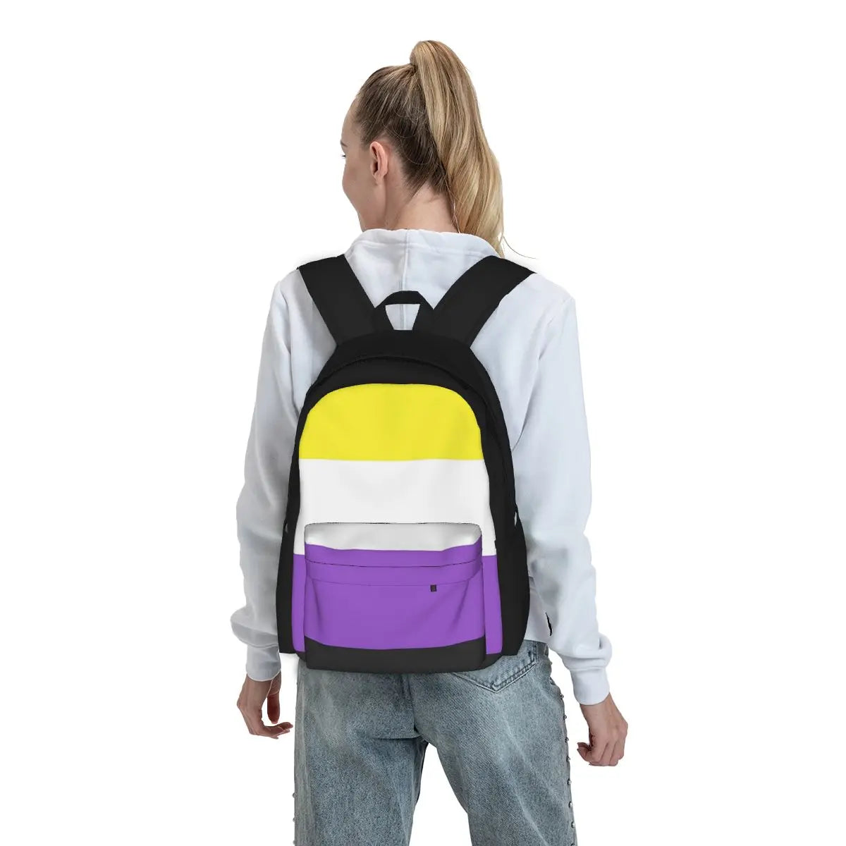 Non-Binary Pride Flag Backpack Schoolbag Anime Backpack